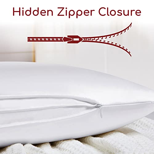 Mellanni Pure Silk Throw Pillow Case - Perfect For Hair And Skin, Reducing Friction, Preventing Wrinkles - Easy Care - Naturally Cooling Mulberry Silk Pillow Cover With Hidden Zipper (Throw, White) #TOP4