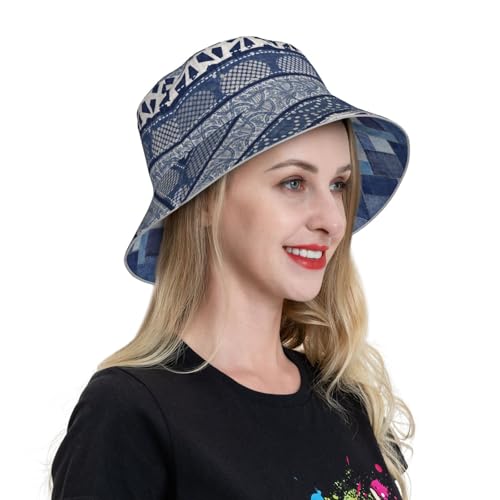 Image of Bucket Hat Beach Summer Sun Hat Reversible Fisherman Hats Double Sided Wearing for Women Men Boys Girls