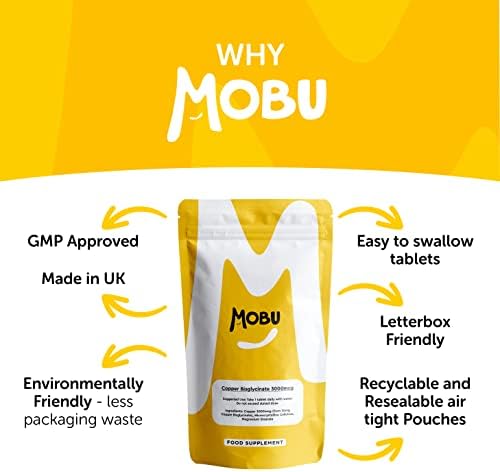 Copper Bisglycinate 3mg 120 Tablets Chelated Form Immune System Support Vegan UK Made GMP Approved MOBU