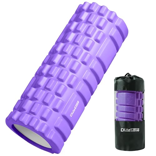DiazEase フォームローラー  収納バッグ 300KG耐荷重 グリッドフォームローラー ヨガローラー ヨガポール ト レーニングスポーツ 割れない 3種類凹凸の設計 ヨガポール EVA素材 筋肉ほぐし フィットネス ストレッチ器具