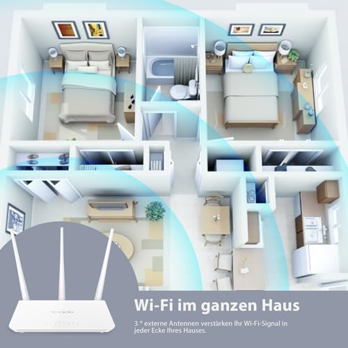 Tenda F3 N300 WLAN-Router mit 300 Mbit/s und 2,4 GHz