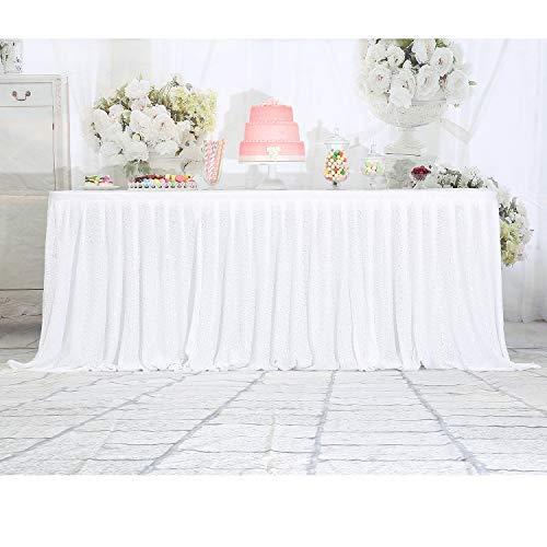 Eternal Beauty 6ft Sequin Table Skirt, White by Eternal Beauty - Used condition - Image 4