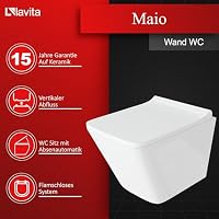 GEBERIT Duofix Basic Vorwandelement + Wand Tiefspül WC Maio Weiß Spülrandlos + WC Sitz + Bedienplatte Delta 25 Weißer Knopf Komplettset Unterputz Spülkasten Toilette Komplett Sett WC – Ansicht 9