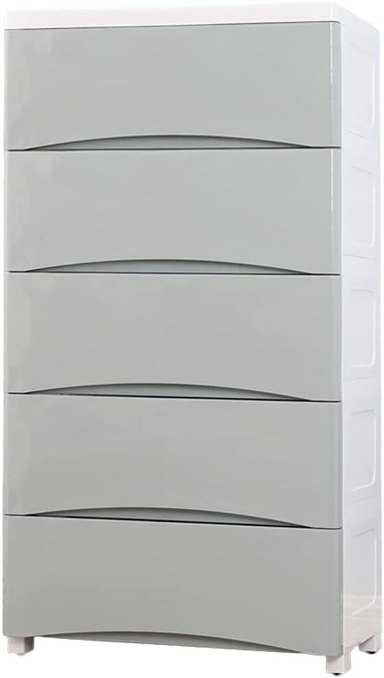 広々とした引き出し付き子供用ワードローブオーガナイザー、リビングルーム、寝室、子供部屋に最適なグレーのプラスチック製収納ボックス