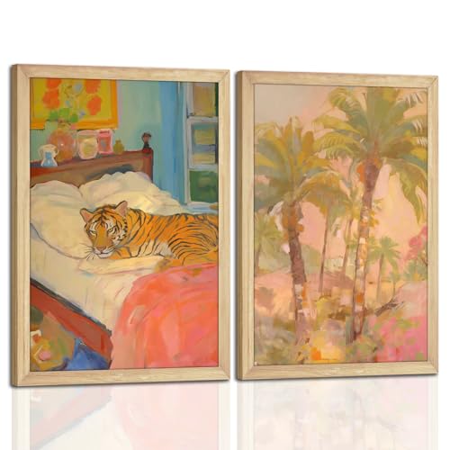 Set of 2 Framed Wall Art Prints – Tropical Palm