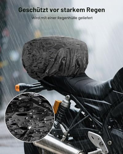 VEVOR Motorradhecktasche Rücksitztasche (22-34 L) mit wasserfester Regenabdeckung, Motorrad-Gepäckaufbewahrung, Gepäckträgertasche mit Riemen & elastischer Kordel, Motorradgepäck Schwarz