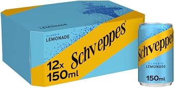 Schveppes Lemonade 12 x 150ml   Sparkling Lemon Soft Drink Multipack   Refreshing Fizzy Lemonade Mini Cans for Parties, Picnics & Everyday Refreshment