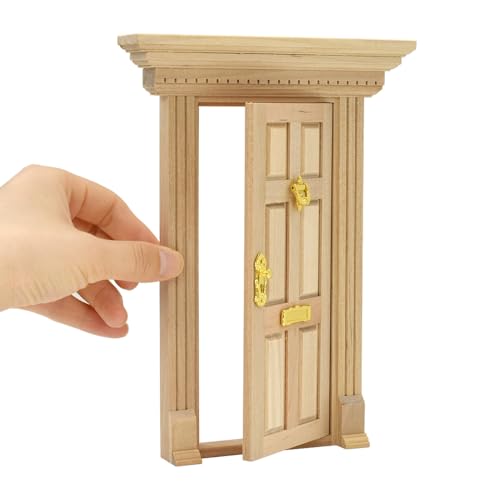 iLAND Dollhouse Door on 1:12 Scale, Miniature Door w/Handle & Knocker (Neoclassical Mini Door)