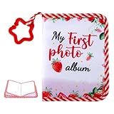 Baby's My First Family Memory Album Strawberry Soft Cloth Album Photo Book Holds 17 4x6 Pictures Cherished Keepsake Gift for Newborns, Toddlers,Family Celebrations