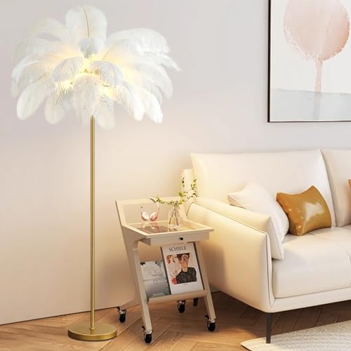 Lampadaire plumes d'autruche LED lampe lecture salon chambre dimmable - 2