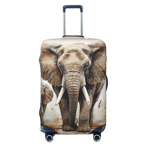 Travel Luggage Covers For Suitcase, Elephant Art On Wood Elastic Suitcase Protector Washable Anti-Scratch Suitcase Baggage Cover Luggage Protector Fits 18-32 Inch Luggage