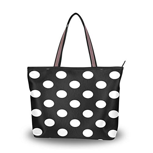 QMXO Geometric Texture Black Polka Dot Handbags and Purse for