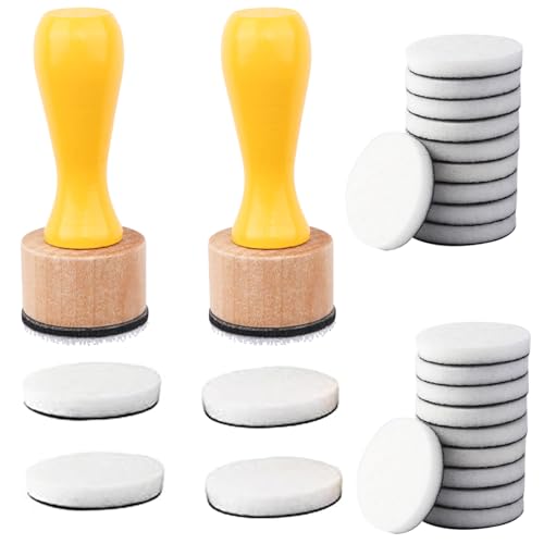 26 Pcs/Sets Ink Blending Tool Sets, Include 2 Pcs Round Ink Mini Applicator Tools and 24 Pcs Replacement Refill Foam Pads for Drawing Distressing Blending Scrapbooking & Stamping Supplies (Yellow)