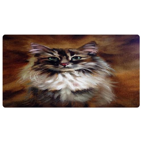 VAPOKF Tapis de cuisine antidérapant et lavable avec motif chat - Tapis de cuisine absorbant pour cuisine, couloir, buanderie