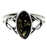 SilverAmber Jewellery - Anillo de plata de ley 925 y ámbar báltico con nudos celtas - 7503, Ámbar