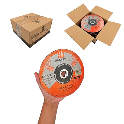 SAMURAI - Kit 10 Discos de Corte Inox Samurai 1.6 180x22mm 7 Polegadas