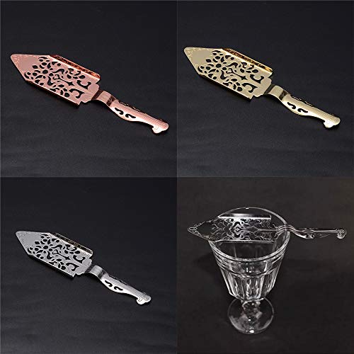 1 Pcs Stainless Steel Absinthe Spoon Wormwood Cocktail Bar Glass Cup Drinking Filter Vintage Absinthe Fountain Accessory Absinthe Dripper for Absinthe Glasses Sugar Cube (Silver)