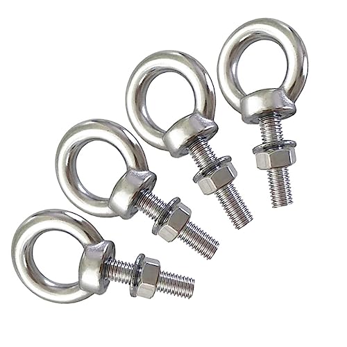 AIVOOF Shoulder Eye Bolt, 4 Pack M8 Stainless Steel Eye Bolts1.2 Heavy Duty EyeBolts Screws in Eye Hooks with Washer and Nuts Ring Eyebolt Thread Length 30mm