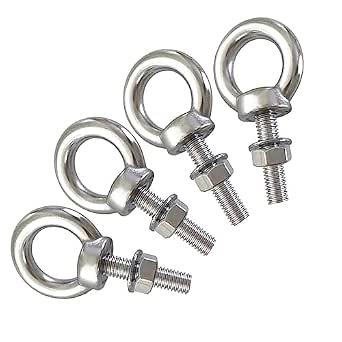 Uxcell 304 Stainless Steel Swing Eye Bolts - M6 X 15mm, 5mm Eye, Pack Of 5