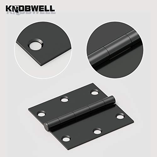 Knobwell 18 Packs Matte Black Door Hinges, 3.5" X 3.5" Interior Door Hinges With Square Radius In Black #TOP1