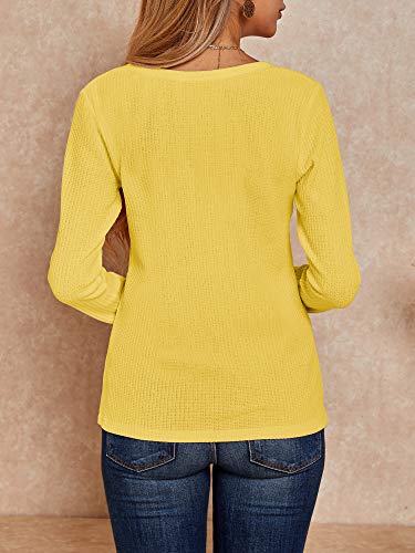 Image of Farktop Womens Long Sleeve Tops Henley V Neck Lightweight Pullover Sweaters