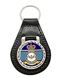 giftshop uk 14 portachiavi squadron, in pelle raf, pelle nera e metallo argentato.
