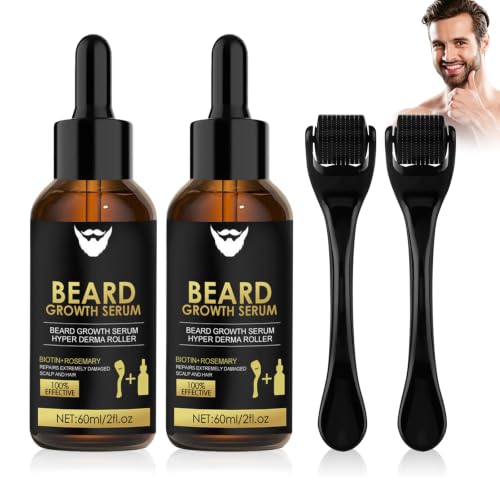 2 Piezas Aceite Para Barba, Crece Barba Kit, Suero Crecimiento Barba