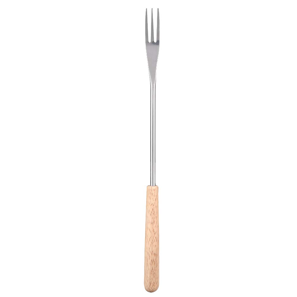 Forchetta per Barbecue, Bastone per Arrosti con Manico in Legno Lungo 26,5 Cm, Forchetta per Carne in Acciaio Inossidabile per Cucina, Barbecue, Grigliate, Servire, Cucinare, Arrostire, Campeggio