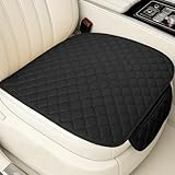YoRise Comfortable Car Seat Cover, Linen Breathable Anti-Slip Front Bottom Seat Cushion Pad with Storage Pocket, Universal Auto Interior Seats Protector Accessories for Car Truck SUV (Black)