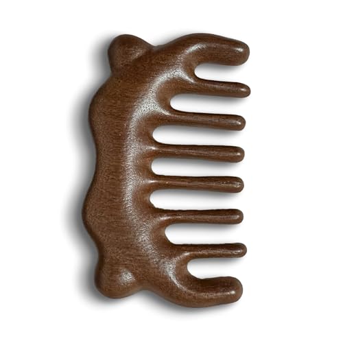 Masajeador de cuero cabelludo de madera, hecho a mano, 100% natural, sándalo verde, peines de dientes anchos, peine de masaje de madera y peine de sándalo para el crecimiento del cabello