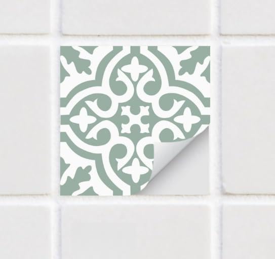 30PCS Green Tile Stickers, 20 X 20CM Stick on Tiles, Self-Adhesive Tile Stickers, Textured Vinyl Stick on Tiles for Kictchen, Bathroom, Fireplace, Cooker Backplash (Four Leaf Clover)