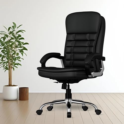 Image of FUGO FG112 Ergonomic Office Chair with Adjustable Height, Cushioned Back & Seat, Tilting Mechanism, Heavy-Duty Metal Base, Dual Nylon Casters - Ideal for Work, Gaming, Study, 3-Year Warranty (Black)