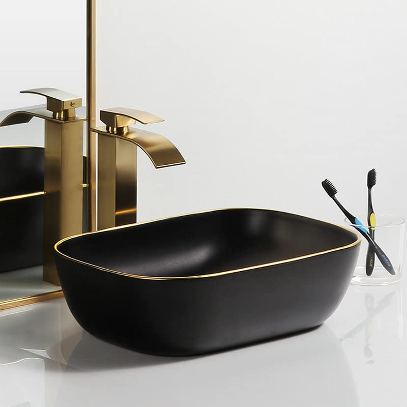 InArt Ceramic Table Top Wash Basin For Bathroom, Living Room, Dinning Room - Counter Top Wash Basin Sink - Ceramic Counter Or Table Top Wash Basin Matt Black Color 18 x 13 x 5 Inches (B09W9XF54Y) Amazon Price History, Amazon Price Tracker