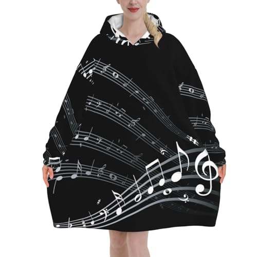 Sweat à capuche flanelle style couverture musicale, le cadeau cocooning idéal