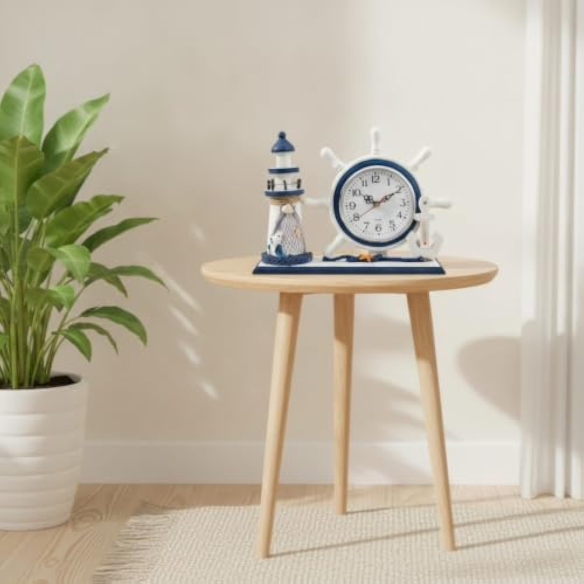 Nautical Ship Wheel Clock, Coastal Design