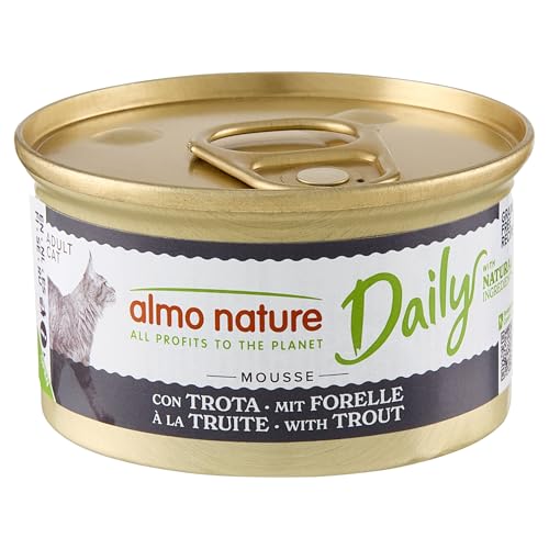 Almo Nature Daily Nassfutter für Erwachsene Katzen aus Mousse mit Forelle, 2,04 kg (24 x 85 g)