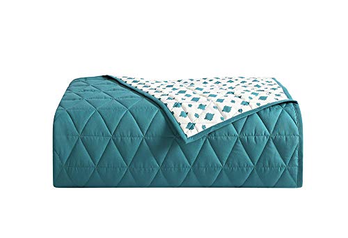 Bourina Reversible Quilt Coverlet Set King - Microfiber Lightweight Oversized Bedspread 3-Piece Quilt Set (Green, King) #TOP4