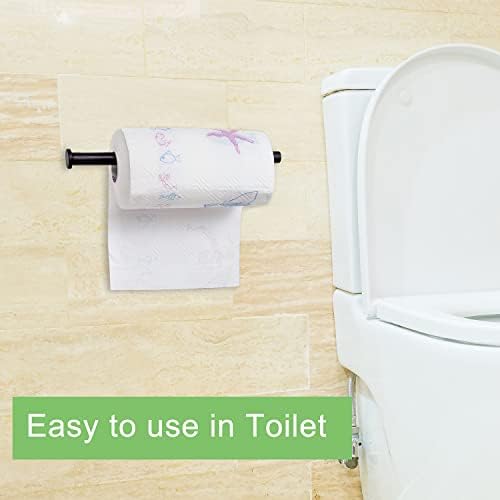 HOLDSY Wall Mounted Kitchen Roll Holder Under Cabinet | Stainless Steel Self Adhesive Toilet Roll Holder | Black Toilet Paper Holder for Bathroom and Kitchen Accessories