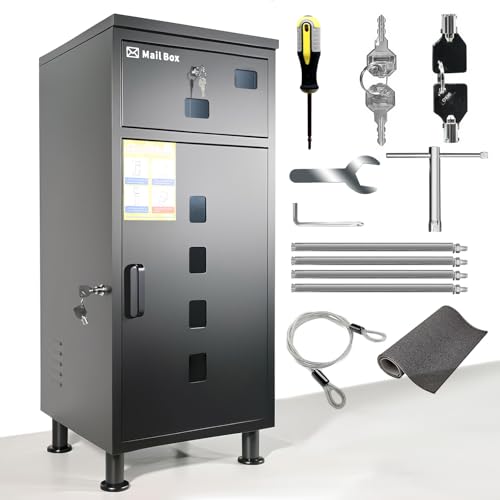 Buzón para Paquetes y buzón, Recubrimiento en Polvo, Impermeable, Resistente al óxido y antirrobo. buzon Paquetes Ideal para Uso Exterior y fácil de Montar.-Negro carbón.