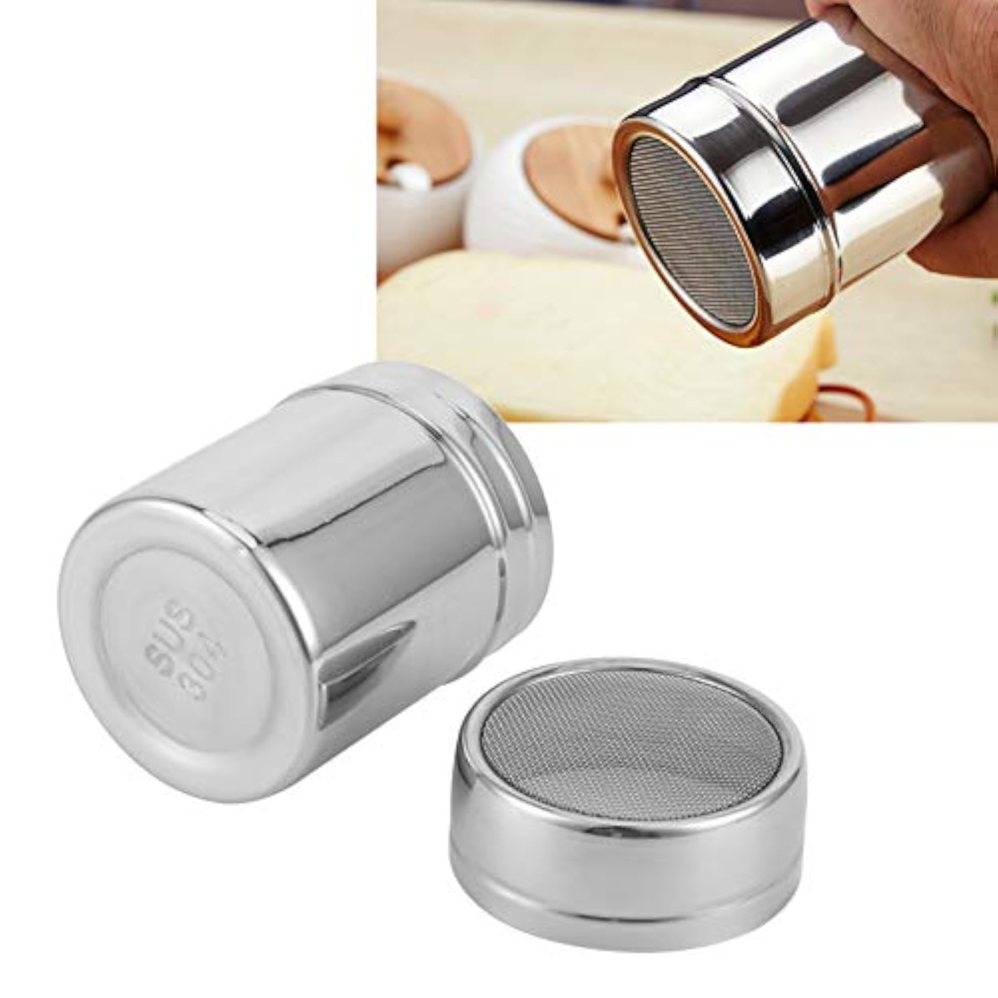 Anti-Corrosion Powder Sugar Shaker for Kitchen, Stainless Steel