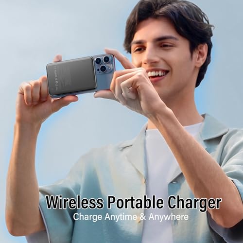 Magnetic Power Bank, Wireless Portable Charger 5000mAh, PD20W Fast Charging Powerbank for Magsafe, Slim USB C In&Out Phone Battery Pack with Lanyard Charging Cable For iPhone 16/15/14/13 Plus Pro Max - Image 5