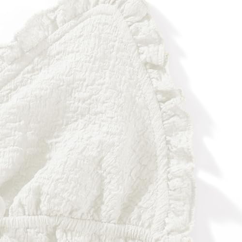 Women Tie Front Top Y2k Flowy Smocked Ruffle Backless Summer Going Out Tops3