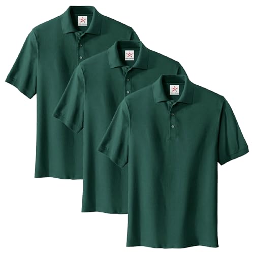 Image of 3 Piece Premium Polo Shirts Durable Plain Work Wear Polo Shirt(M, Bottle Green)