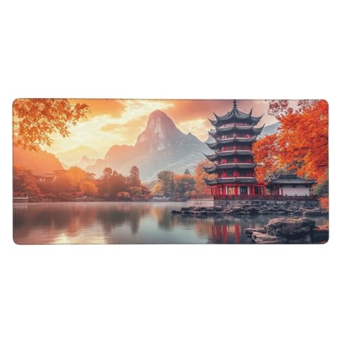 Otoño Alfombrilla Ratón XXL 1200X600MM, Large Alfombrilla Ratón Montaña Alfombrilla Escritorio Accesorios Base De Goma Antideslizante, Impermeable Mouse Pad XXL 120X60CM, Home Escritorio Decor -667