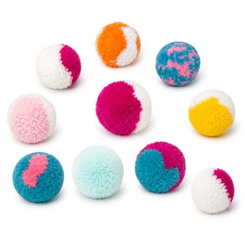 Kipenzi 10 Pcs Cat Toy Set-Soft Plush Balls for Kittens and Cats| Lightweight, Fuzzy, Quiet Toys Ideal for Indoor Play, Training, Exercise, Chasing, and Interactive Fun (Small)