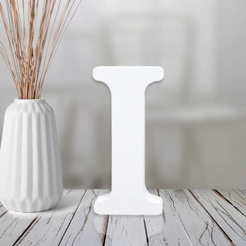AOCEAN 4 Inch White Wood Letters Unfinished Wood Letter for Wall Decor Decorative Standing Letters Slices Sign Board Decoration for Craft Home Party Projects (I)