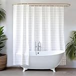 YISURE Extra Wide Shower Curtain 240cm Wide, White Jacquard Waterproof Fabric Shower Curtain with Plastic Hooks for Bathroom Tub, 94.5" W x71 L /240x180cm