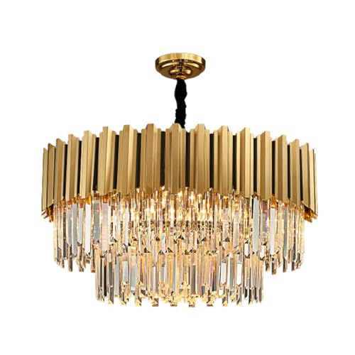 Lámpara de techo moderna K9 de 2 niveles con cristales de Swarovski, lámpara de techo contemporánea para comedor, sala de estar, cocina, isla, lámpara antigua