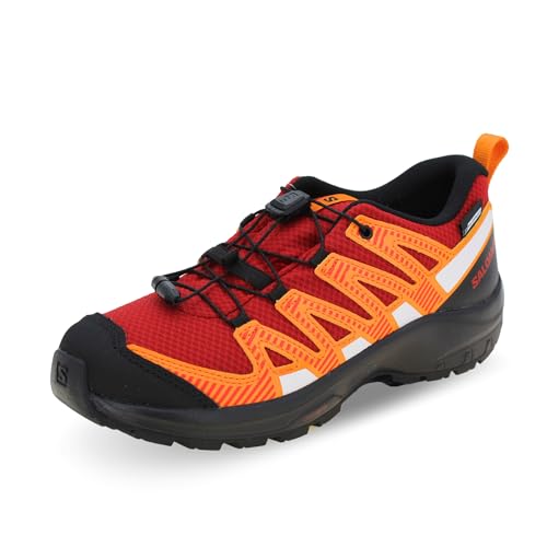 Salomon Xa Pro V8 Climasalomon - Tenis impermeables unisex para niños, Dalia roja/negro/pimienta naranja, 7 Big Kid
