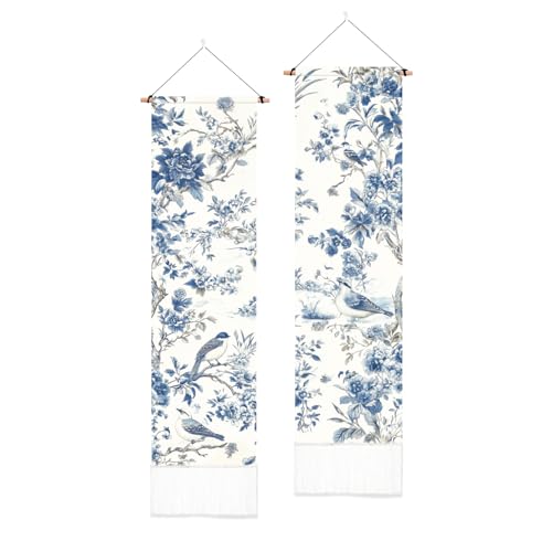 Tapisserie florale de style chinois aux détails tissés et pompons élégants
